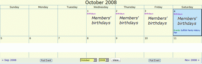RootsChat Event Calendar